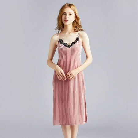 

On Sale!Womens Chemise Sleepwear Full Slips Lace Nightgown Sling Cotton Jersey Lingerie