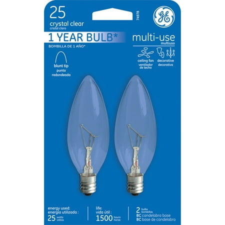 GE Lighting 74978 Blunt Tip Decorative Light Bulb-25W CLR TORPEDO BULB