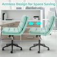 thumbnail image 3 of YODOLLA Office Chair with Wheels, Adjustable Height Vanity Chair with Back Armless Desk Chair and PU Leather Swivel Chair for Office, Home, Light Green, 3 of 10