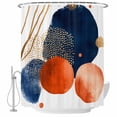 thumbnail image 2 of Navy Blue Burnt Orange Waterproof Fabric Shower Curtain,Middle Century Modern Geometric Waterproof Fabric Shower Curtain for Bathroom Curtains Bathtubs Shower Curtains with 12 Hooks Stall 54x78in, 2 of 8