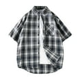 thumbnail image 2 of Handshe Men's Casual Fashion Striped Short Sleeve Turn-down Collar Shirt/Blouse - Summer Style, 2 of 4