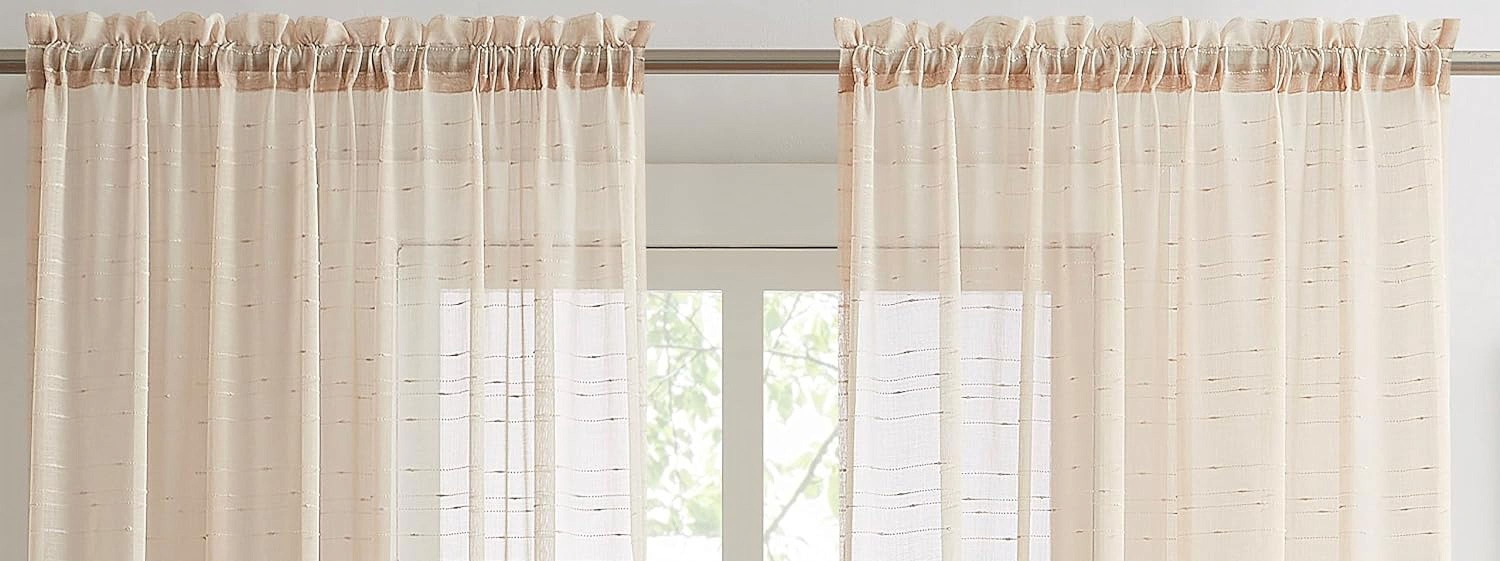WARM HOME DESIGNS Linen Luxury Living Room Curtains 84 Inches Long with Dotted Stripes Pattern for Living Room, Kitchen or Bedroom. JN 84 LINEN