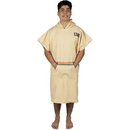 

COR Surf Poncho Changing Towel Robe Hood and Front Pocket Quick Dry Microfiber Wetsuit (Large - Retro Sand)