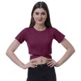 thumbnail image 1 of Moomaya Haut à Ourlet Croisé pour Femmes Manches Courtes Col Rond Tee-Shirt Blouse, 1 of 6