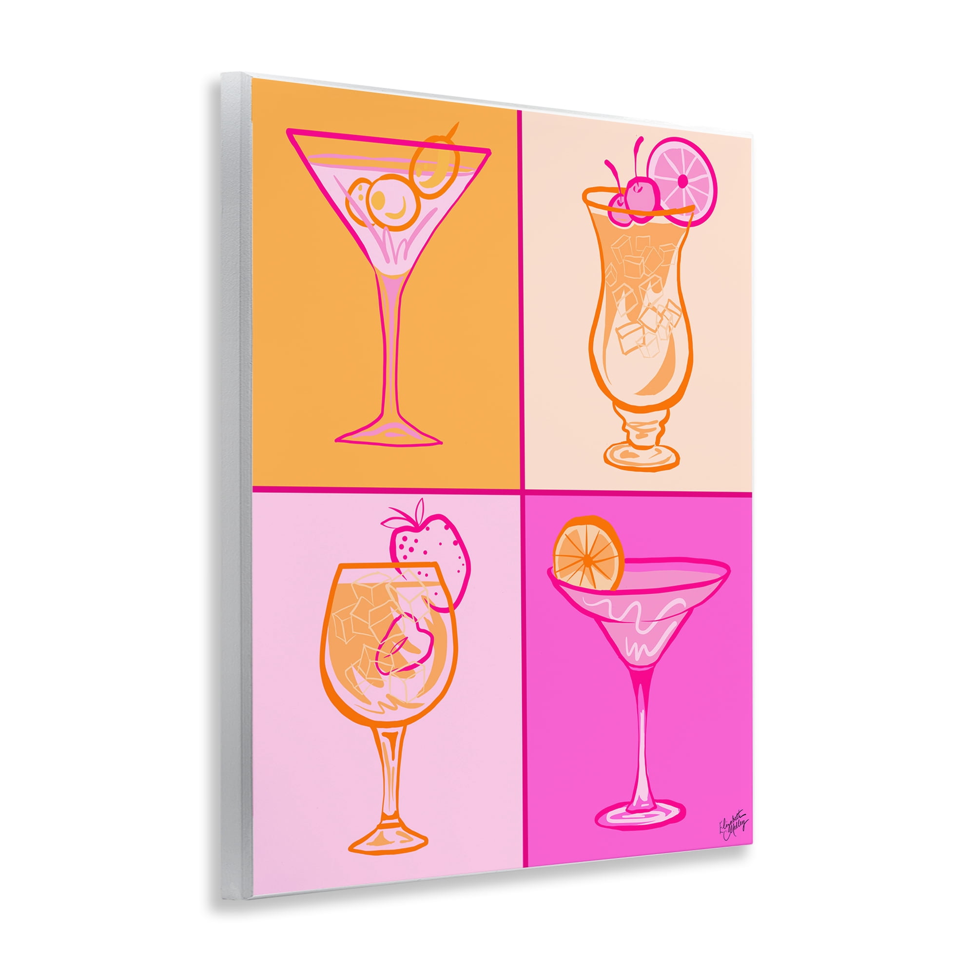 Stupell Industries Pink & Orange Cocktails Food & Beverage Painting Unframed Art Print Wall Art, 11 x 14