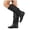 Black, variant on Women Slouchy Knee High Boots Hidden Wedge Round Toe Pull on Soft Leather Booties for Casual Fall Gray Size 5.5