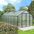 thumbnail image 3 of VEIKOUS 8' x 16' Greenhouse for Outdoor, Heavy Duty Polycarbonate Greenhouse Kit w/ Aluminum Frame, Lockable Door and Vents, Grey, 3 of 13
