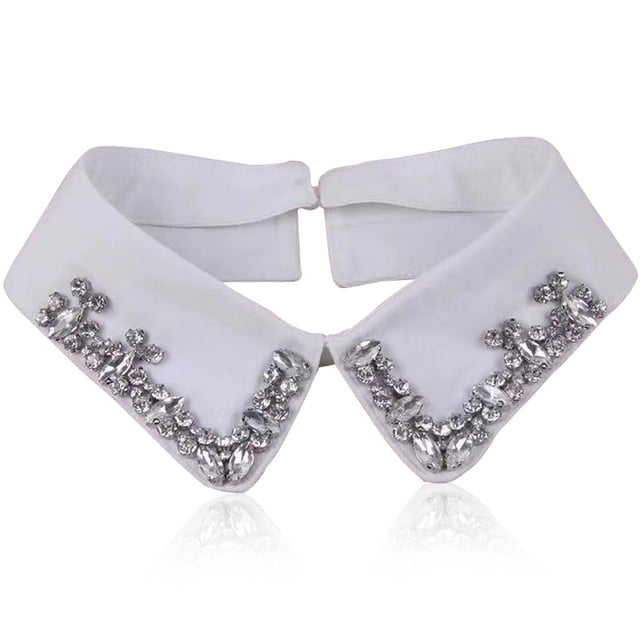 Jumpingount Cuello falso respetuoso con la piel, corbata de moda para mujer, cuello desmontable, blusa con solapa tridimensional, accesorio de ropa Accesorio para el cabello Blanco Jumpingount AP011642-02
