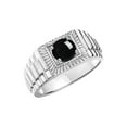 thumbnail image 4 of RYLOS Men's Ring Sterling Silver Ring, 7MM Round Shape Gemstone Designer Style Rings Cabochon Onyx October Birthstone Rings Silver Size 13, 4 of 7