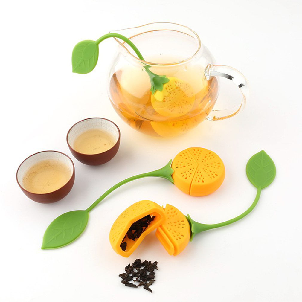 Lemon Shaped Silicone Perforated Tea Filter Infuser Orange Green N3 