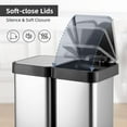 thumbnail image 5 of 16 Gallon/ 60L Dual Kitchen Trash Can, 2x8 Gallon Stainless Steel Double Garbage Can with Inner Bucket, Two Compartment Step Recycle Bin with Soft-Close Lid for Kitchen, Office, 5 of 7