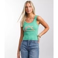 thumbnail image 3 of Billabong Women's Sun Lover Distressed Graphic Print Cropped Tank Top Tee T-Shirt (Small, Tropical Green), 3 of 5