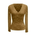 thumbnail image 6 of Ayolanni V-Neck Cute Fall Tops for Women Lace Long Sleeve Yellow Pullover Solid Blouses Tunic for Women M, 6 of 8