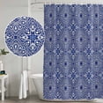 thumbnail image 5 of Navy Blue Shower Curtain, Waterproof Shower Curtains for Bathroom, Traditional Tribal Abstract Geometric Art Washable Fabric Bathtub Curtain Set Bath Decor with 12 Hooks Stall 36"x72", 5 of 8