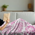 thumbnail image 3 of Love Soft Flannel Fleece Throw Blanket, I Love You Valenties Design Hugging Touching Singing Hearts Coffee Expressing Affection, Cozy Plush for Indoor and Outdoor Use, 70" x 90", Pink, by Ambesonne, 3 of 5