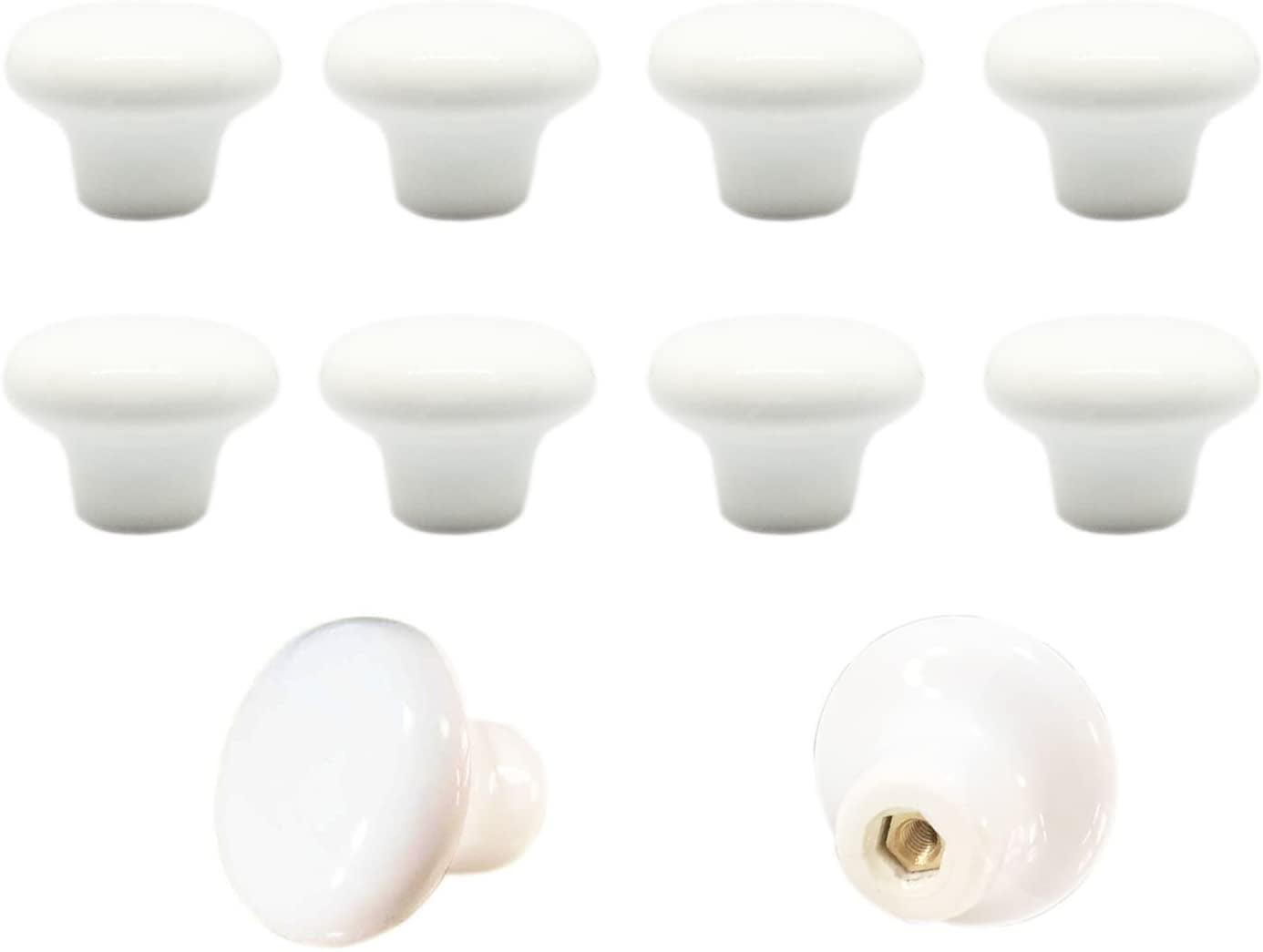 10 PACK White Round Ceramic Jeffrey Alexander Pulls | Kitchen | Cabinet Knobs | Cupboard | Dresser | Handle