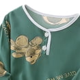 thumbnail image 5 of Girls Boys Outfits 2PC Comfy Casual Printed Short Sleeve Button Pullover Top Sets Loungwear Sleepwear Green 6-7 Years, 5 of 5