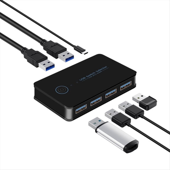 Rollbacks & More USB KVM Switch Shared Switcher 2 in 4 Out for Laptop PC Keyboard Mouse Printer Hub Adapter 2.0