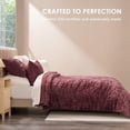 thumbnail image 3 of EVERGRACE Luxury Velvet Quilt King Size, Ultra Soft Wave Crushed Velvet Bedding Set, Lightweight Quilted Comforter Set for All Season, Oversized Bedspread Coverlet with 2 Shams, Burgundy, 3 of 8