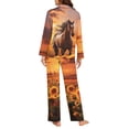 thumbnail image 6 of DISNIMO Women Pajama Sets Horse Sunflower Print Casual Loose Sleepwear 2 Piece Lounge Set with Pockets Long Sleeve Nightwear with Long Pants Soft V Neck Loungewear, 4XL, 6 of 7