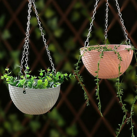 Kripyery 1 Set Flowerpot Eco-friendly Eye-catching Plastic Hanging Basket Flowerpot for Dorm