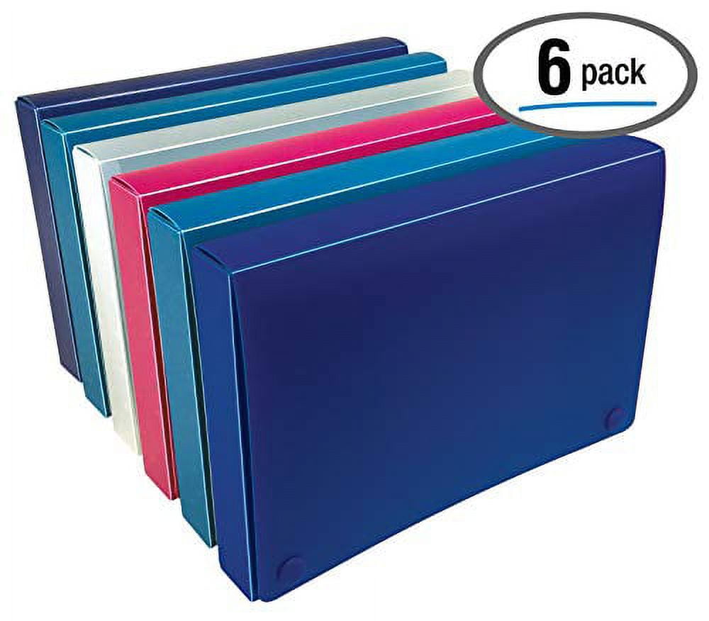 5 x 8 inch index card case by better office products, 6 pack, semi-rigid  plastic, with clear index dividers, assorted colors will vary 