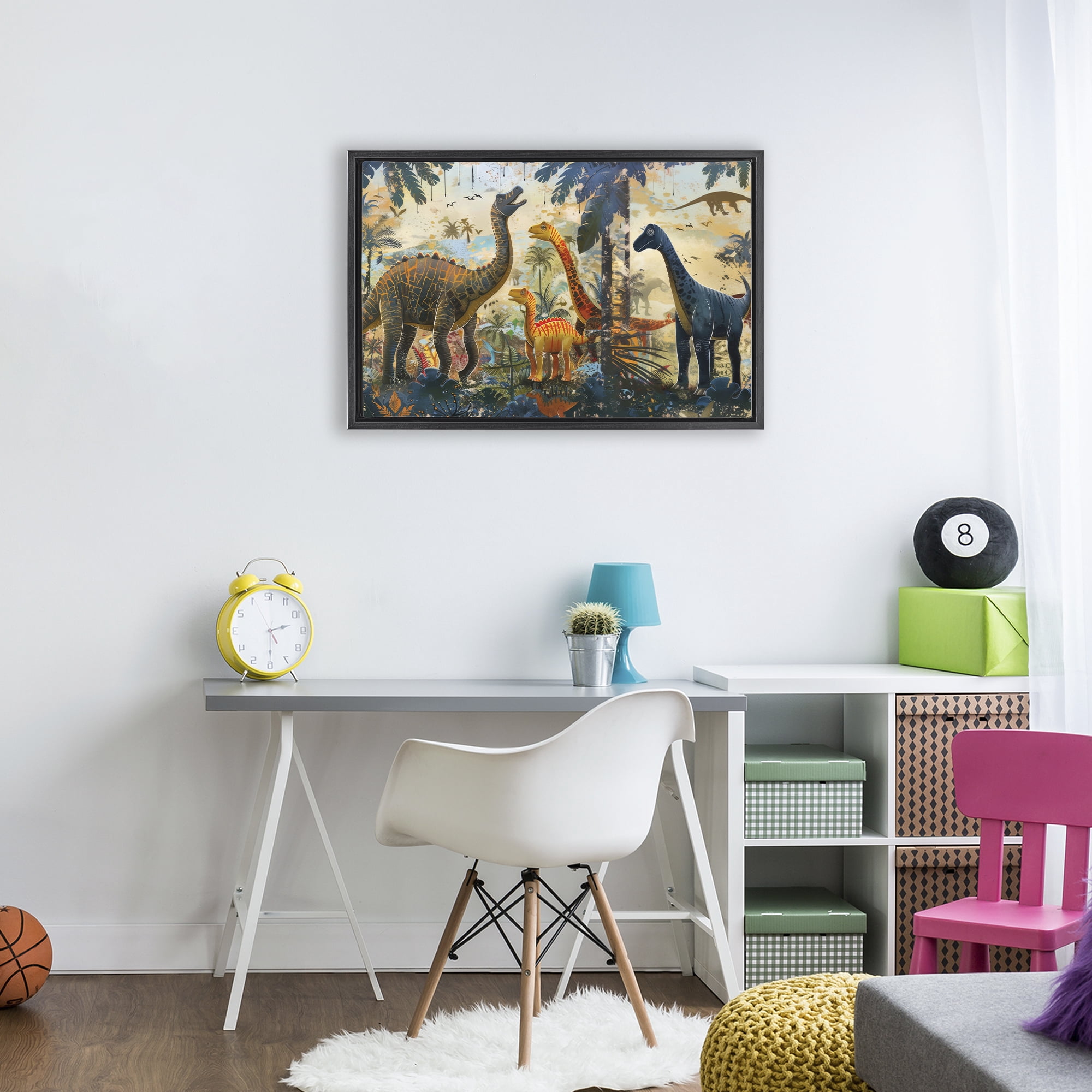 Stupell Industries Jurassic Journey in Nature Black Framed Floater Canvas Wall Art, design by Lazar Studio