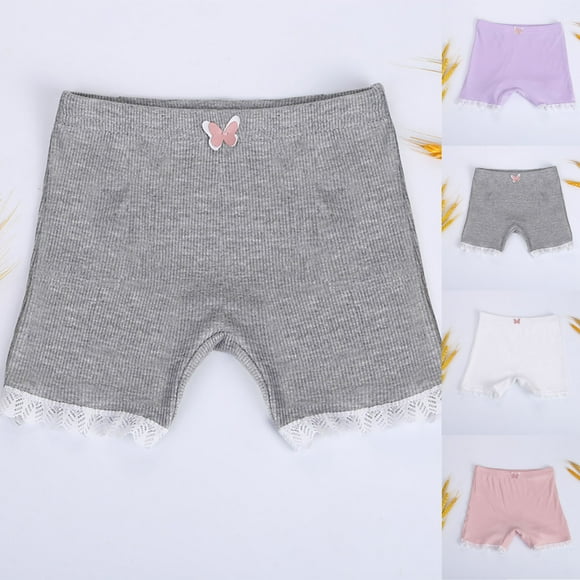 Sijiajgjfu Girl's High Waist Bottoms Shorts Cotton Lace Solid Color Stretch Under Dress Short for 3-14 Years Gray
