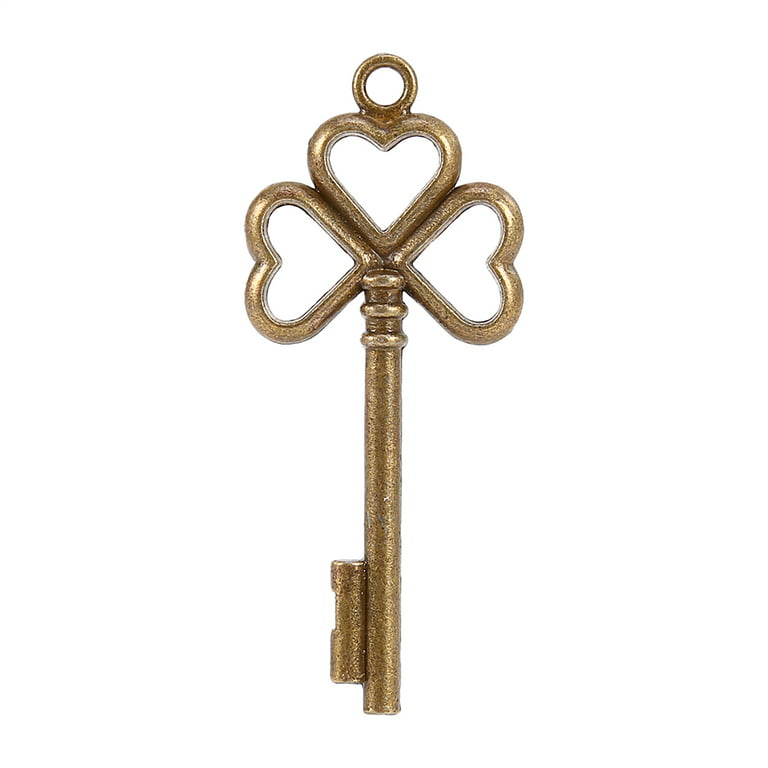 80 Key of Romantic Antique Brass Skeleton Keys Collection Wing Heart Fleur  De Lis Flower Crown 