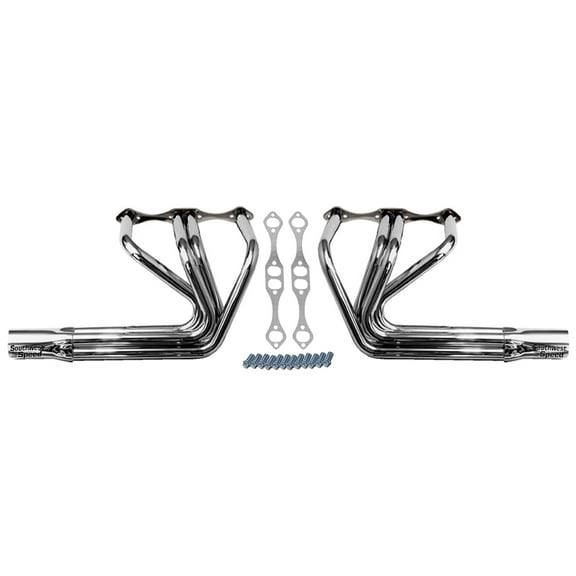 Southwest Speed Polished Stainless Steel Fenderless Sprint Rodster Style Headers For 1932 Ford Hi-Boy With Small Block Chevy 265-400,1 5/8"