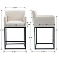 thumbnail image 3 of Guyou 26.75" Modern Bar Stools Set of 2, Linen Upholstered Counter Height Bar Stool with Back and Arms, Kitchen Island Stool with Black Metal Frame for Home Bar Restaurant, Cream, 3 of 9