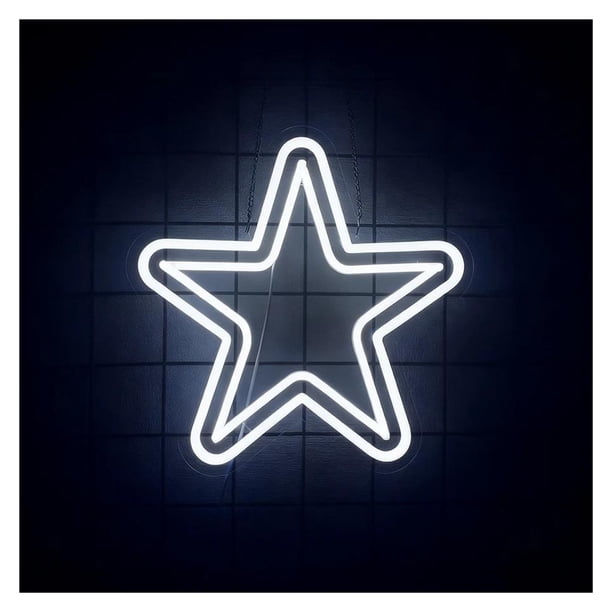 Letrero De Neón Pentagrama Con Luz, Estrella Occidental, Alimentación USB, Ideal Para Sala De Juegos, Bar, Fiestas O Tienda De Dulces. 32x32cm