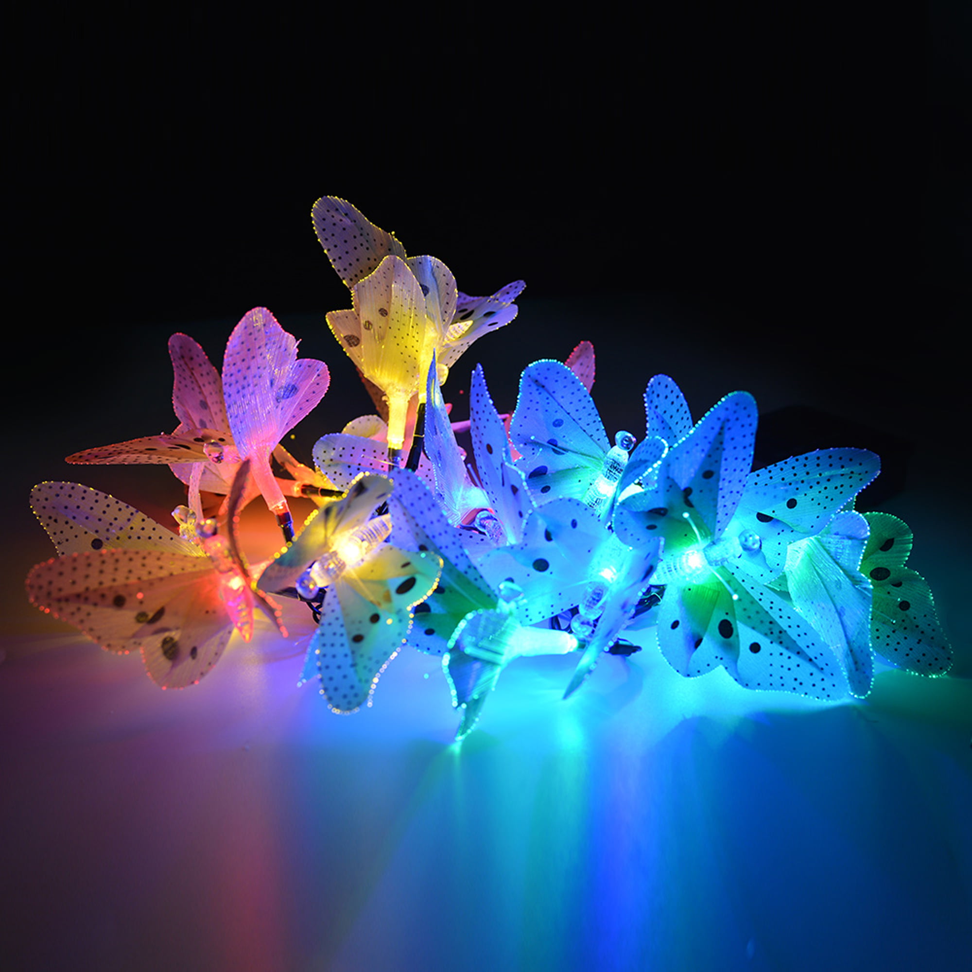 Colorful 12//20 LEDs Solar Power Butterfly String Lights Outdoor Decoration Lamp