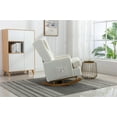 thumbnail image 6 of Upholstered Solid Wood Rocking Chair, Mid-Century Comfortable Relax Nursery Rocking Chairs, Accent Rocker Chair for Dining Room Living Room Makeup Room Hotel Bedroom, White Teddy, 6 of 7