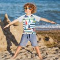 thumbnail image 3 of FORMRS Boys Rash Guard Short Sleeves Swim Shirt Quick Dry UPF 50+ Sun Protection, Sizes 3-12T, Colorful Sailboats, 3 of 6