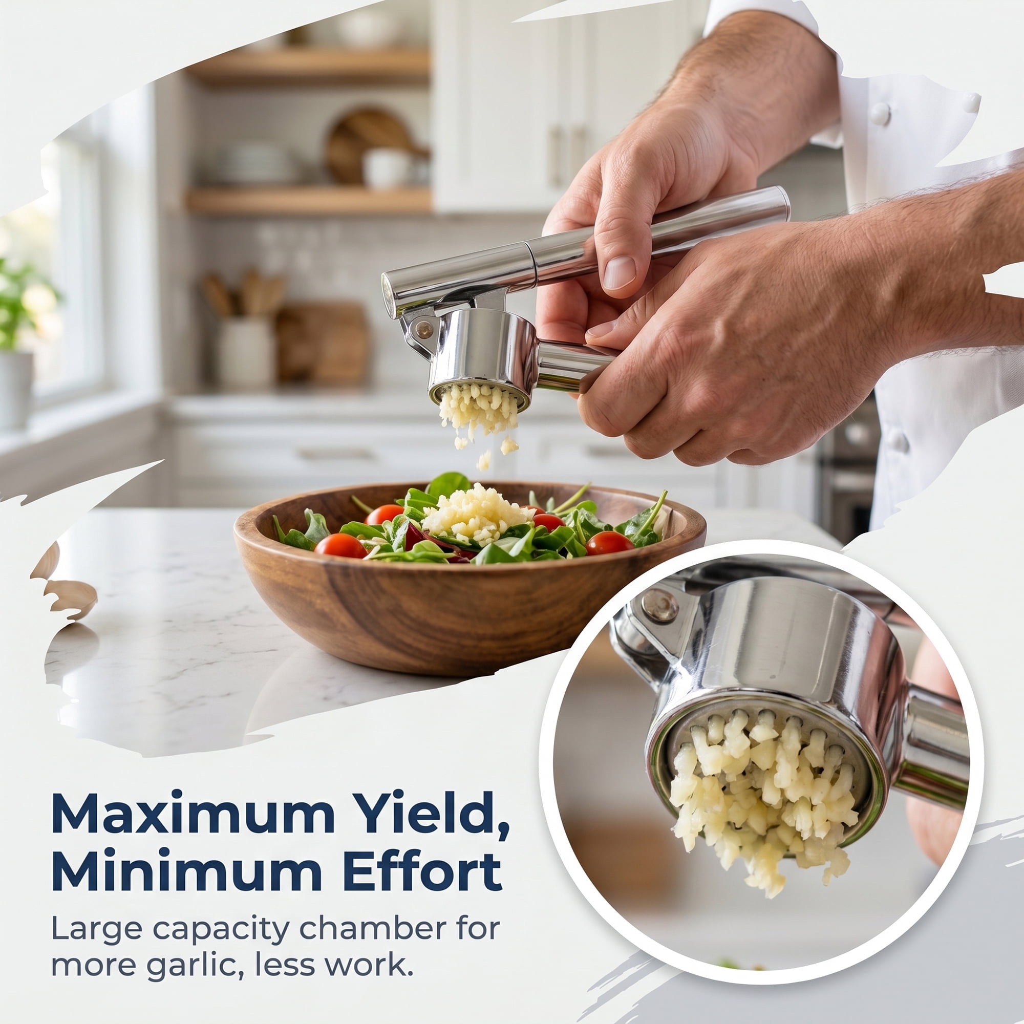 Unique Bargains Chopper Food Processor Ergonomic Long Handle Garlic Squeezer Silver-2