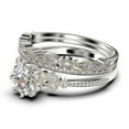 thumbnail image 4 of Beautiful 2.25 Carat Round Cut Diamond Moissanite Floral Engagement Ring, Antique Wedding Ring, Two Matching Band in 10k Solid White Gold, Gift For Her In Festival Time, Promise Ring, 4 of 4