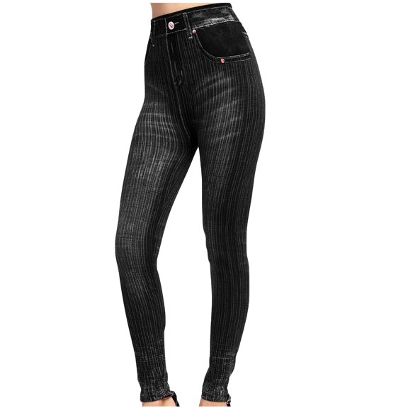 JJHGVB Jean Leggings for Women Striped Leggings Yoga Pants Women Work Pants Women Womens Yoga Pants Women Comfy Pants Women's Trousers Black L