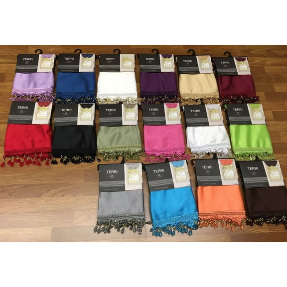 Set of 2 Terri Faux Silk Rod Pocket Beaded Waterfall Valance, Gold