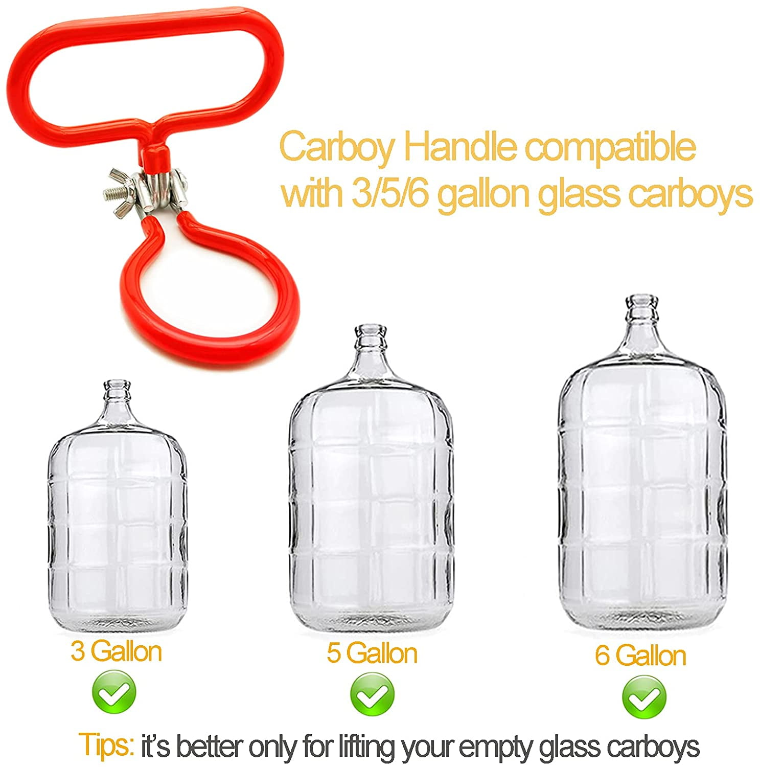 2 Pack Heavy Duty Carboy Handle Carboy Holder Compatible with 3/5/6 Gallon Glass Carboys for Fermenter Wine Making Beer Brewing Home Brewing AIEVE Carboy Handle