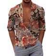 thumbnail image 1 of Camisas s Para Hombre Interior Camisas estampadas informales de manga larga para otoño e invierno para hombre, blusas superiores a la (Coffee, S), 1 of 5