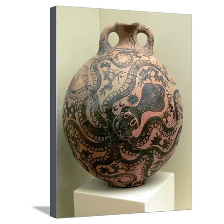 Minoan Clay Flask Decorated With Octopus Stretched Canvas Print