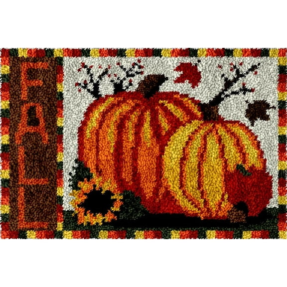 Latch Hook Kits for Adults,DIY Rug Kits Carpet Embroidery Sofa Cushion Pumpkin Pattern Color Canvas,Handmade Needlework Crafts Home Decoration,23.6"x15.7"