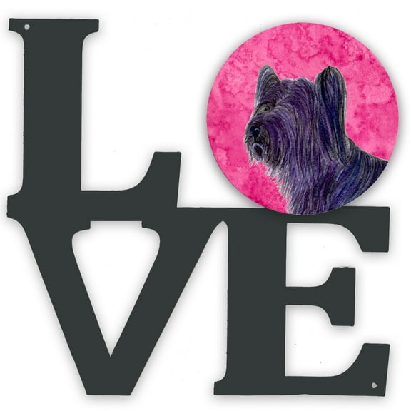 Pink Skye Terrier Metal Wall Artwork LOVE