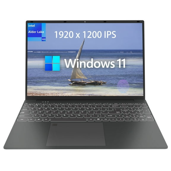 SANPTENT 16" Windows 11 Pro Business Laptop 16GB RAM 512GB SSD with 4 Core Intel Alder Lake N95, 1920x1200 FHD IPS Screen, FingerPrint, Backlit Keyboard, w/accessories