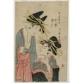 thumbnail image 2 of Kitagawa Utamaro II 17x24 Black Ornate Framed Double Matted Museum Art Print Titled: The Courtesans Karagoto and Nishikido of Chojiya (Late 1800s), 2 of 5