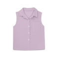 thumbnail image 4 of Ruyang Girls Buttons Tank Top Sleeveless Open Front Vest Shirts Teen Kids Solid Collar Summer Sport Casual Tops with Pockets, 4 of 5