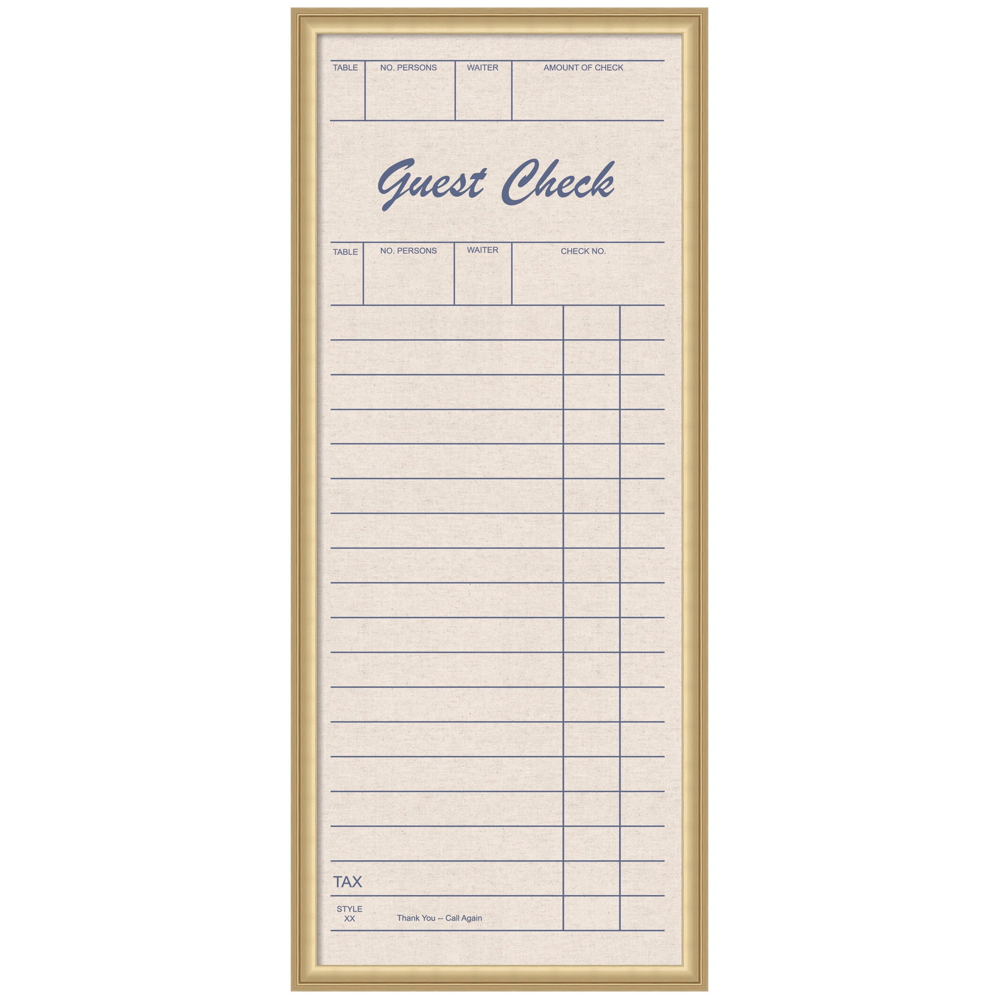 Kate and Laurel Framed Fabric Pinboard 18 x 42, Linen Guest Check Printed Linen Classic Bulletin Board for Use as a Vision Board or Wall Organization, Florence Gold Frame