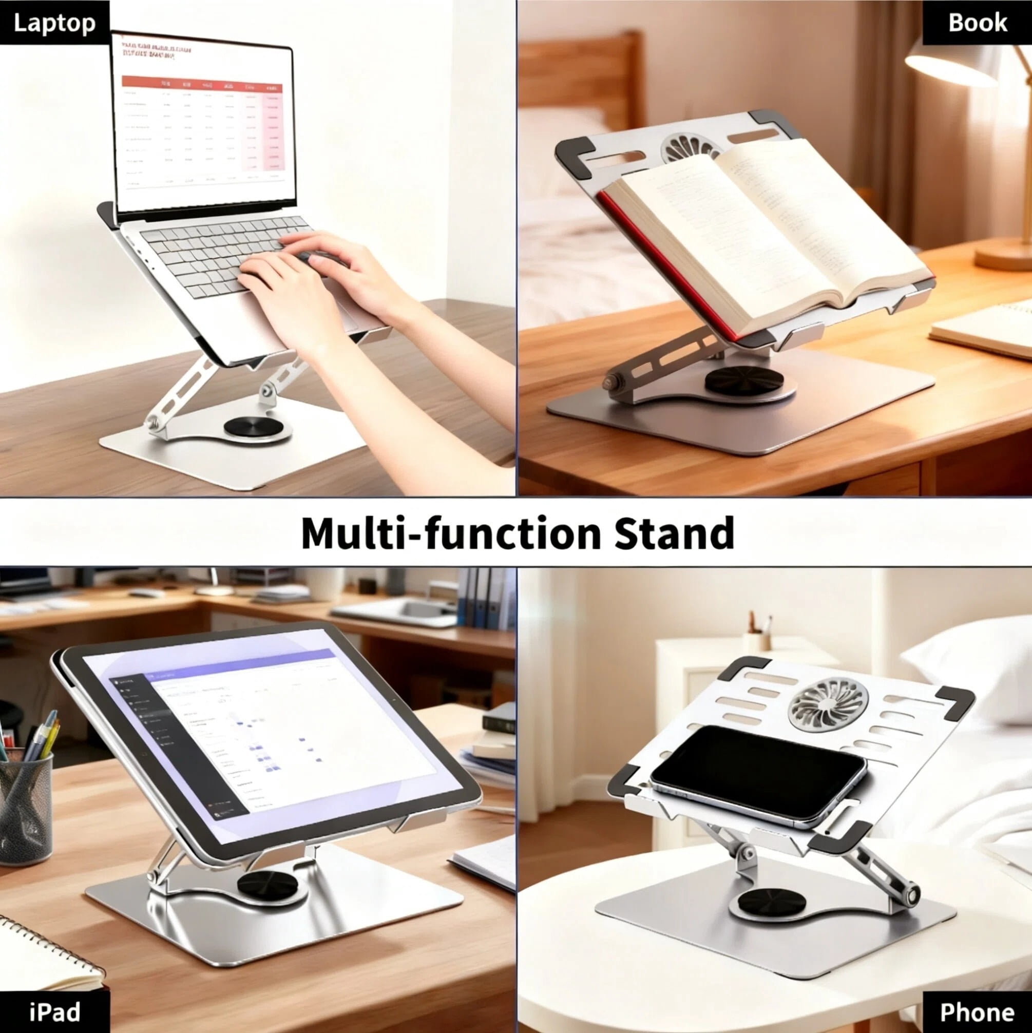 Beloadence Laptop Stand for Desk, Computer Stand with 360 Rotating Base, Fits 10-15.6"