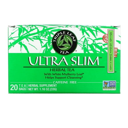 Triple Leaf Tea, Ultra Slim, Herbal Tea, With White Mulberry Leaf, Caffeine-Free, 20 Tea Bags, 1.16 oz (33 g) Pack of 3